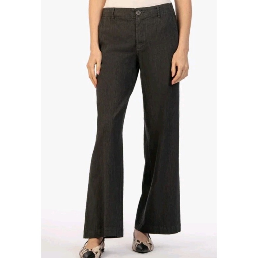 Kut From The Kloth size 4 30x26 Linen Grey Wide Leg Ankle Pants Classic City - Picture 10 of 10